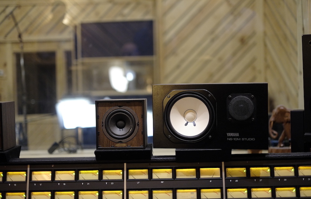 Recording studio with speakers